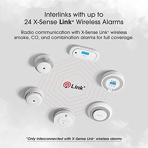 X-Sense Detector de Alarma de monóxido de Carbono interconectado, Detector de Alarma de CO reemplazable con batería LCD fácil de Leer, Cumple con el estándar EN 50291, CO03D-W, Link+