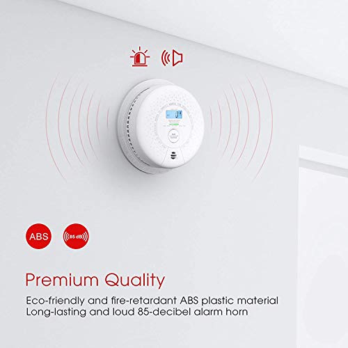 X-Sense Detector de Humo y monóxido de Carbono Alarma de Humo y CO de 10 años, con Pantalla LCD y botón de Prueba, SC01