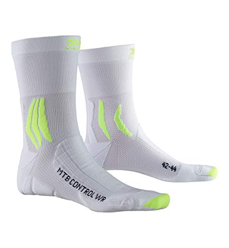 X-Socks Mountain Bike Control Water Resistant Socks, Unisex Adulto, Arctic White/Phyton Yellow, 35-38