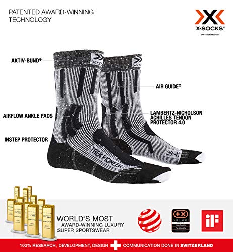 X-Socks Trek Pioneer Socks, Unisex Adulto, Opal Black/Flocculus White, 42-44