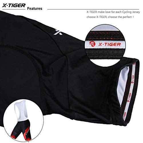 X-TIGER Hombres Ropa Interior de Bicicleta con 5D Gel Acolchado MTB Ciclismo Pantalones Cortos-Negro (Rojo Culotte Pantalones, L)