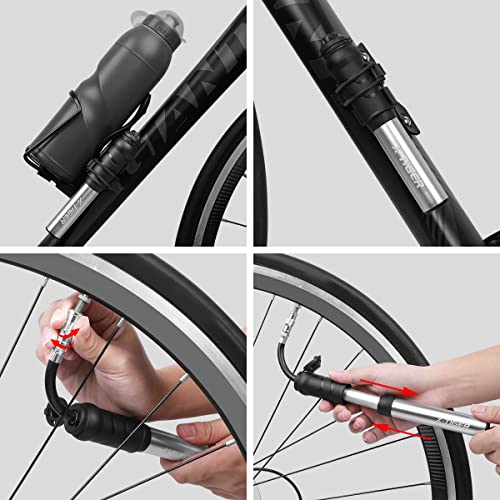 X-TIGER Mini Bombas de Bicicleta,Bomba de Aire Bici Adaptador Válvulas Presta y Schrader Bombas de Inflador，Adecuada para BMX,Motocicletas, Productos de Pelota para Exteriores