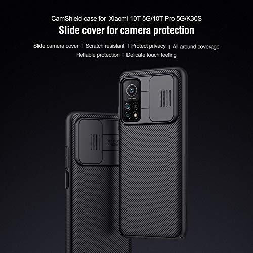 XCYYOO Funda para Xiaomi Mi 10T/10T Pro,[Protección de la cámara Carcasa] [2 Pack Protector Pantalla ] Cubierta Deslizante Cámara Cover Ultra-Delgado no voluminoso Fundas rígida Anti-Shock Case