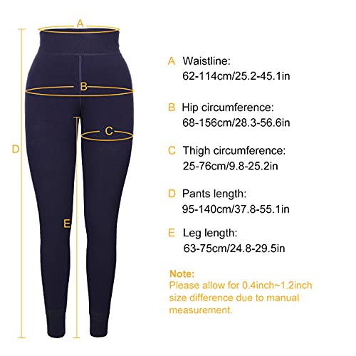 XDDIAS Térmicas Leggins Mujer, 2 Pares Cálidas de Invierno Pantalones, Alta Elasticidad Mujeres Grueso Polainas-Negro +Azul Marino