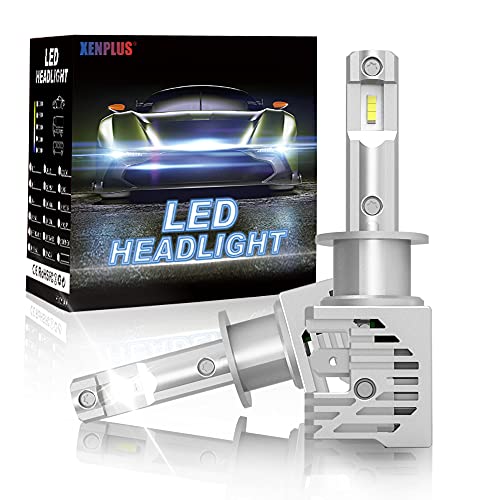 XENPLUS Bombilla H1 LED para Coche,50W 10000LM 6500K Blanco Faros Delanteros sin Ventilador en Línea Luce, Kit de LED H1 ,Faros Reemplazo de Halógena y Kit Faros antiniebla 2 Lámparas