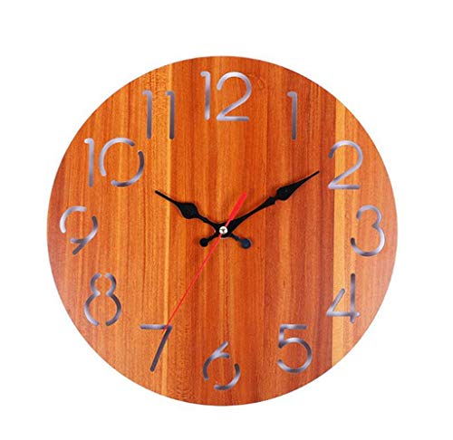 XHAEJ Reloj de Pared al Aire Libre, Relojes de Pared de 30 cm al Aire Libre Retro Relojes Adornos Impermeables Ornamento Vintage for/Patio/Patio, Rojo (Color : Red)