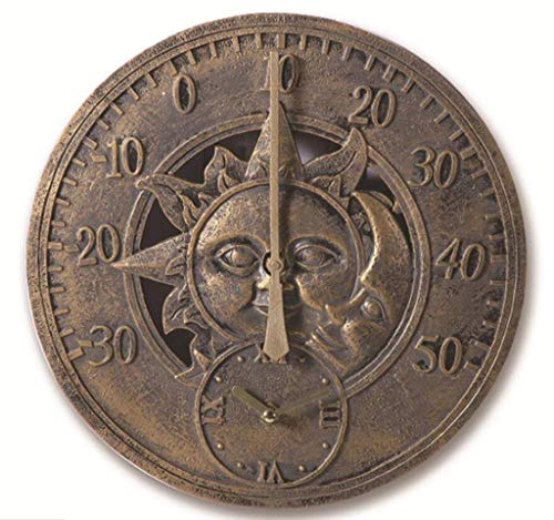 XHAEJ Reloj de Pared Grande, Reloj Impermeable con Temperatura Interior de Pared Exterior sin tictac Reloj de Pared for/Patio/Patio/hogar
