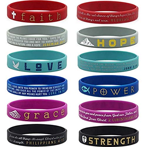 Xi-Link Fe Hope Love Power Grace Stregth Bible Silicone Mano Mano De Pulsera (Color : Power)