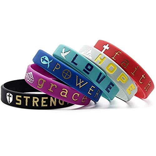 Xi-Link Fe Hope Love Power Grace Stregth Bible Silicone Mano Mano De Pulsera (Color : Power)