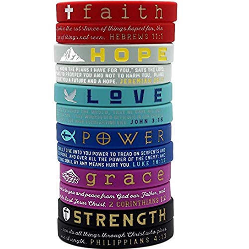 Xi-Link Fe Hope Love Power Grace Stregth Bible Silicone Mano Mano De Pulsera (Color : Power)