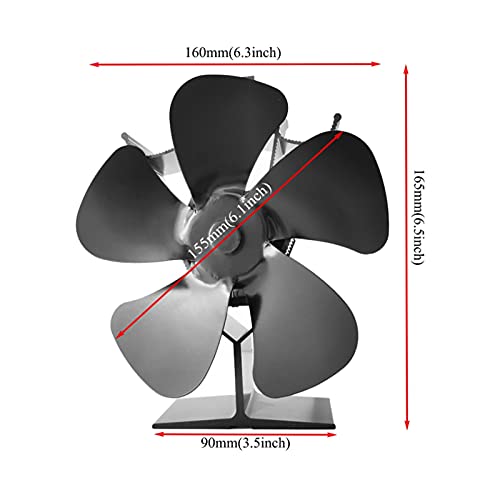 XIANGE100-SHOP Ventiladores para chimeneas 5 Cuchillas Chimenea Fan Fan Stuff Fan Ventilador de Calor silencioso Fan de Eco Powered For Log Burner Hogar Chimenea Chimenea