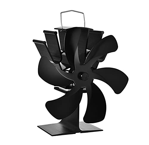 XIANGE100-SHOP Ventiladores para chimeneas Black Chimenea Fan 6 Blade Heat Powered Stufe Fan Log Burner Burner Fan Distribución de Calor de Calor eficiente Chimenea (Color : Black)