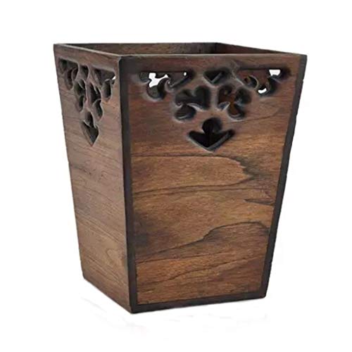 XIAOHUISP Cubo Basura Papelera de Madera Creativa Hogar Sala de Estar Dormitorio Cocina Nuevo Chino Sin Tapa Cesta de Papel de desecho Altura Cerca de 30 cm Papelera de Baño (Color : B)