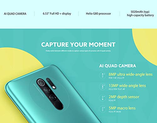 Xiaomi Redmi 9 - Smartphone 3GB 32GB, Pantalla FHD+ de 6.53", AI Quad Cámara de 13 MP, Batería de 5020 mAh, Púrpura