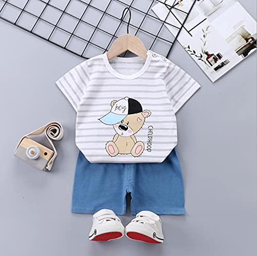 XM-Amigo Juego de 3 pantalones cortos de manga corta para bebé, de media manga, pack de 6 (con/sin hebilla de hombro), Blanco, amarillo y azul, 18-24 Meses