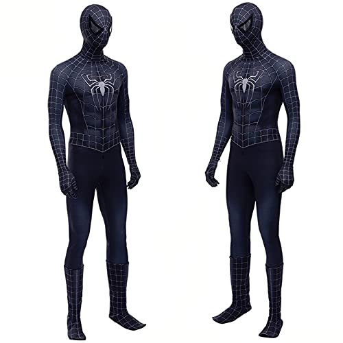 XNheadPS Fanático película Black Spiderman Body Onesies Adultos Cosplay Disfraz Niños Halloween Mono Disfraces Disfraces Black Spider Conjunto Cuerpo Completo Zapatos,Venom- XXXL/193~197cm