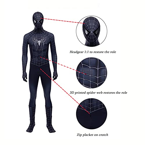 XNheadPS Fanático película Black Spiderman Body Onesies Adultos Cosplay Disfraz Niños Halloween Mono Disfraces Disfraces Black Spider Conjunto Cuerpo Completo Zapatos,Venom- XXXL/193~197cm