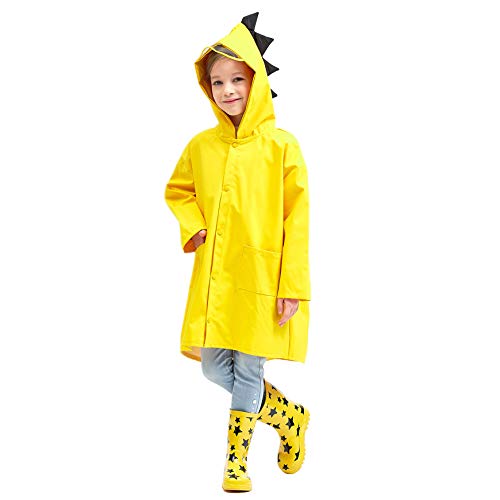 Xrten Chubasquero Poncho Impermeable, Capa de Lluvia de Dibujos Animados para niñas niños, Amarillo