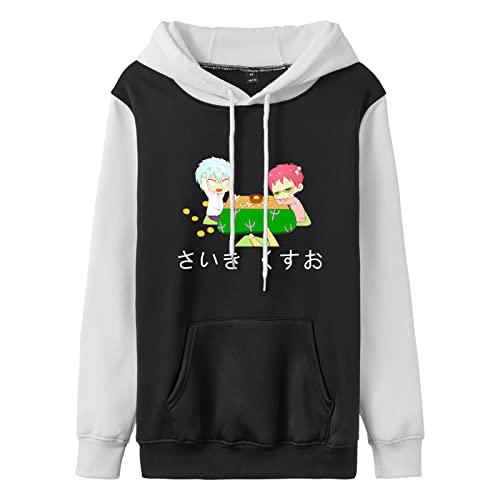 XSLGOGO Sudadera con Capucha de Saiki Kusuo no sai-Nan Sudadera con Capucha Unisex con Estampado de Personajes de Anime Sudadera con Capucha Informal de Moda de Contraste de Color