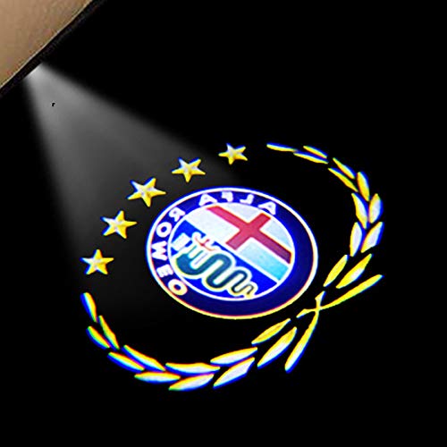xy para 2 unids LED Puertas de Coche Light Light Logo Proyector para Alfa Romeo Giulia Giulietta Mito Stelvio Brera 147 156 156 Compatible con (Emitting Color : 5 Logo)