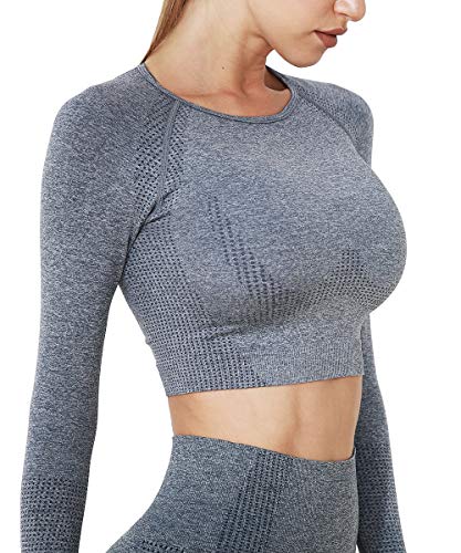 Yaavii - Leggings deportivos largos para mujer, opacos, pantalones de yoga, fitness, con cintura alta, control abdominal gris M