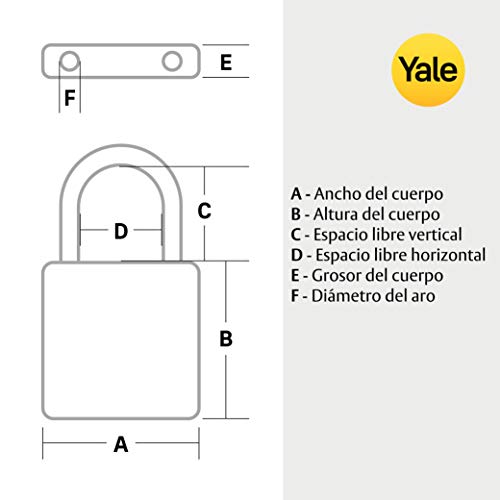 Yale Y110C/40/119/1 Candado de Seguridad con Arco Cerrado, Latonado, 40 mm