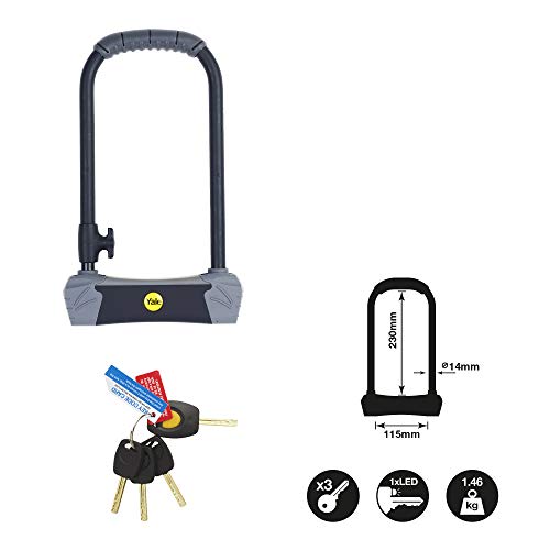 Yale YUL3/14/230/1 Candado De Seguridad para Bicicleta En U, Negro