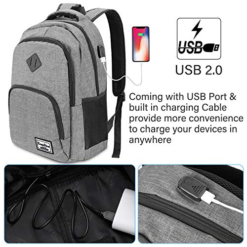 YAMTION Mochila Escolar,Mochila Portatil 15.6 Pulgadas Mochila Hombre con Puerto de Carga USB