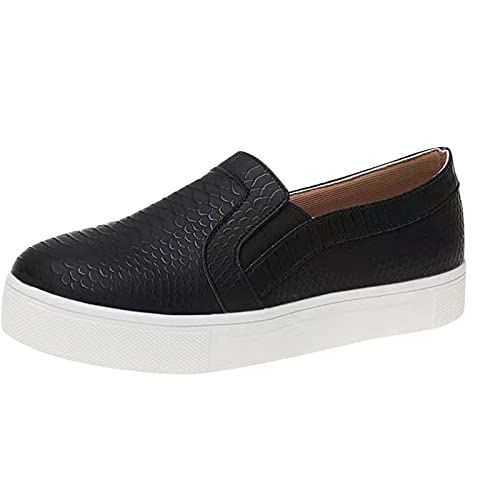 YANFANG Zapatos Planos,Moda Grandes Yardas Color SóLido Fondo Plano De Tabla Casual Perezoso Individuales,Moda TamañO Grande Zapatillas Deporte Casuales Perezosos,Negro,40