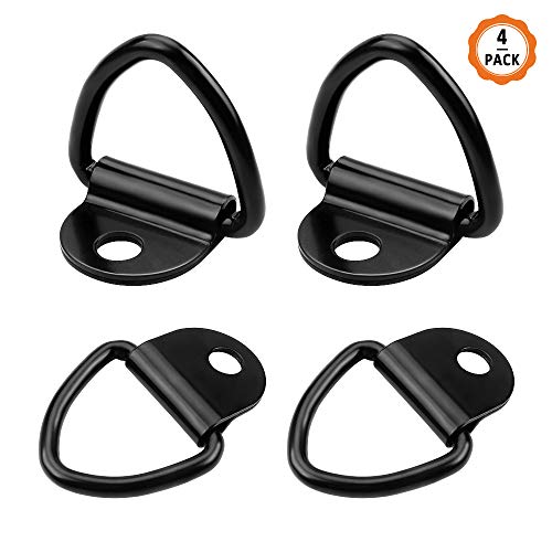 Yangfei 4pcs Anillo de Anclaje de Carga Anillos de Amarre de Anillo D Anclaje de Remolque, Máximo 400kg para Remolques, Camiones, Barcos y Almacenes (Agujero de Montaje: 1.2 cm, Negro)