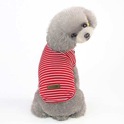 YAODHAOD Camisa de algodón a rayas para perros, camisetas para cachorros, chaleco sin mangas para gatos, transpirable, elástica para perros pequeños y medianos (2 unidades) XXL, negro y rosa