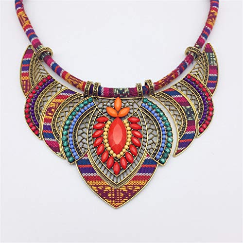 YAZILIND Estilo étnico Chunky Colorido Colorido Bohemia Festival Tribal con Cuentas Bib Collar Gargantilla Collar Collar Collar Collar Mujeres joyería Regalo