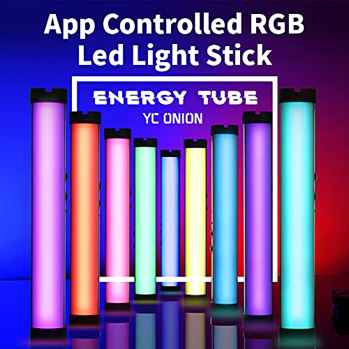 YC Onion Handheld Led Light Stick con control de aplicación, CRI98+, TLCI 98+, RGB a todo color 0-360, USB recargable, temperatura de color ajustable 3200k-6200k Varita de iluminación