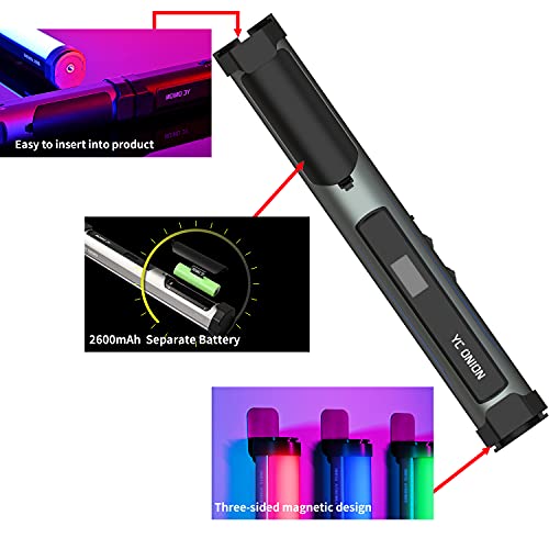 YC Onion Handheld Led Light Stick con control de aplicación, CRI98+, TLCI 98+, RGB a todo color 0-360, USB recargable, temperatura de color ajustable 3200k-6200k Varita de iluminación