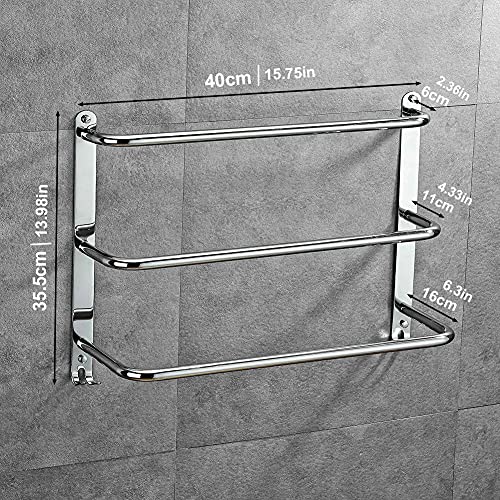 Yeegout Barra de Toalla de 3 Niveles sin Taladro Soporte de Barra de Toalla de Acero Inoxidable para baño Cocina e Inodoro Plata