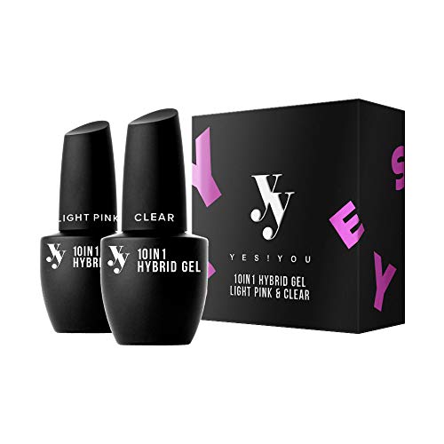 YES!YOU - Set 10 en 1, incluye gel híbrido transparente y rosa claro