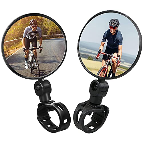 YFT 2PCS Espejo para bicicleta,Espejo retrovisor para bicicleta,360 Grados Giran Ajustable Espejo Retrovisor del Manillar, para Bicicleta de Montaña y Carretera.