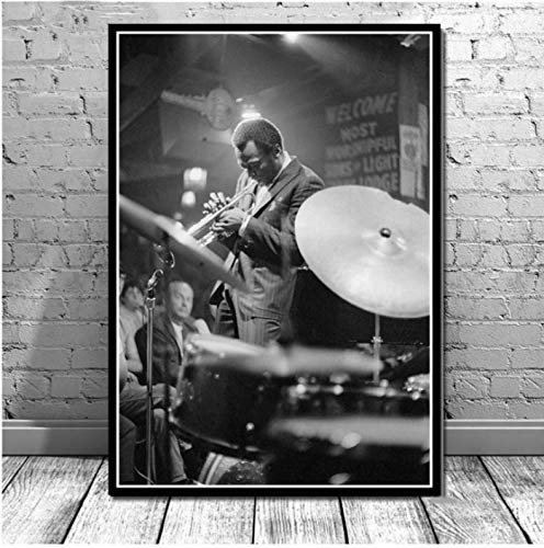 yhnjikl Miles Davis Blue Jazz Music Album Pop Star Impresiones de Carteles Arte de la Pared Pintura al óleo Lienzo de Pared Cuadros para la Sala de Estar Decoración para el hogar 40X60 CM Sin Marco