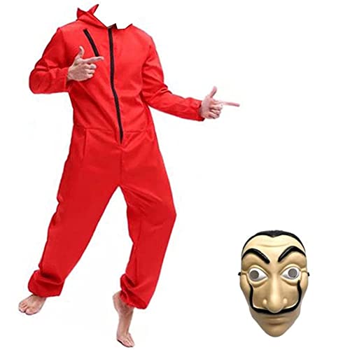 Yigoo Disfraz de predadores de bancos para carnaval, Halloween, disfraz con máscara para cosplay, para hombre, mujer y adulto, color rojo, M