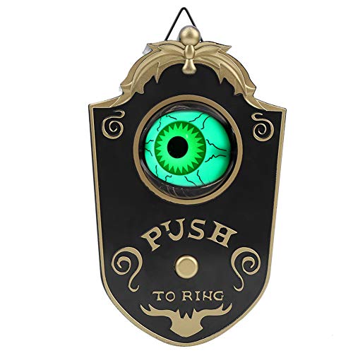 YIHEXUANkeji Timbre de Halloween de un Solo Ojo, con decoración de Timbre con Sonido, Timbre Colgante de Puerta, para Fiesta de Halloween, Molestar o asustar a tu Vecino(P018 Negro)