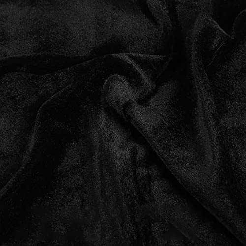Yimihua Tela de Terciopelo 160cm de Ancho Tela de Terciopelo triturado Material elástico Craft Stretch Engrosado paño Decorativo de franel Vendido por 1 Metro(Color:Sección Delgada Negra)