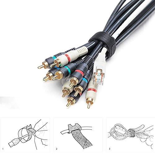 YIXISI 100 Pcs Reutilizables Ataduras Cables, Gancho y Bucle Correas, Cable Correas Set, Organizador de Cables para Cables en Hogar, Oficina y Coche