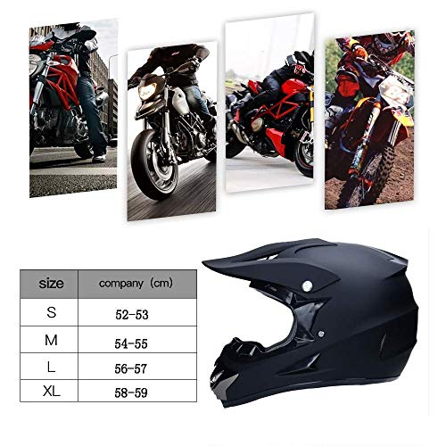 YIYUNSHU Casco Moto,Casco Motocross Moto Set Congafas/Máscara/Guantes Casco Motocross Apto para Cuatro Estaciones,S