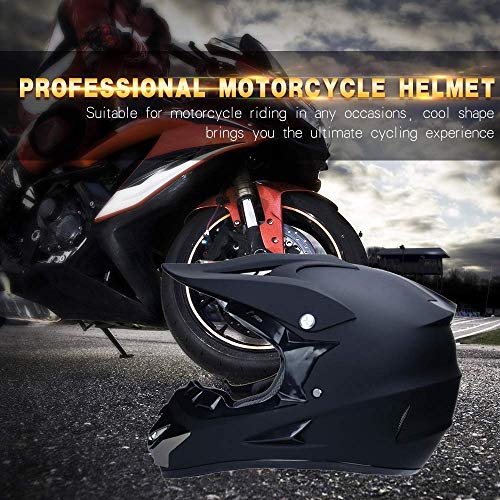YIYUNSHU Casco Moto,Casco Motocross Moto Set Congafas/Máscara/Guantes Casco Motocross Apto para Cuatro Estaciones,S