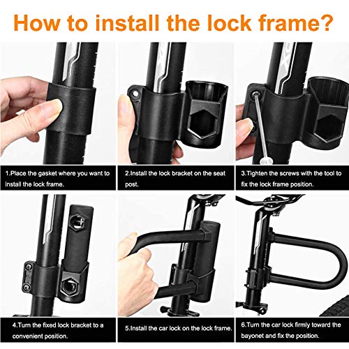 Yizhet Candado en U Bicicleta, Resistente, de Alta Seguridad U Lock Candado Bicicleta con Cable Flexible de Acero de 1,2 m y Soporte de Montaje Resistente para Bicicletas, Motocicletas
