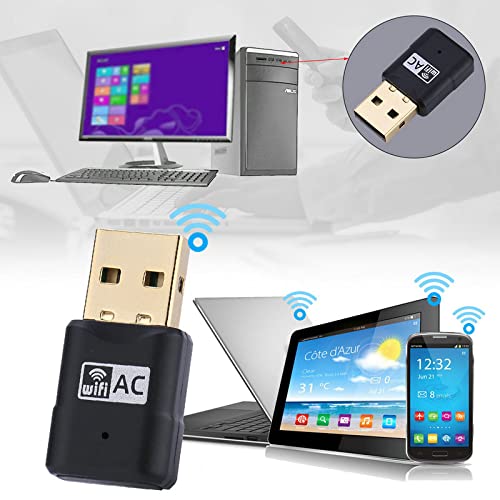 Yizhet USB WiFi Adaptador, Receptor WiFi AC 600Mbps Dual Band 2.4G/5GHz, WiFi Antena para PC Desktop Laptop Tablet, WiFi Dongle Soporta Windows XP/Vista/7/8/8.1/10/ Mac OS X 10.6-10.14/Linux, Negro