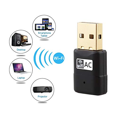 Yizhet USB WiFi Adaptador, Receptor WiFi AC 600Mbps Dual Band 2.4G/5GHz, WiFi Antena para PC Desktop Laptop Tablet, WiFi Dongle Soporta Windows XP/Vista/7/8/8.1/10/ Mac OS X 10.6-10.14/Linux, Negro