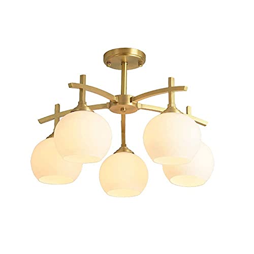 YMGTEGLH Luz Del Techo, Lámpara Colgante Luz de Lámpara Luz de Techo Simple Moderno Medio Siglo Colgante Ing Gold Lathxture, para Cocina Comedor Sala de Estar/Copper/5 S