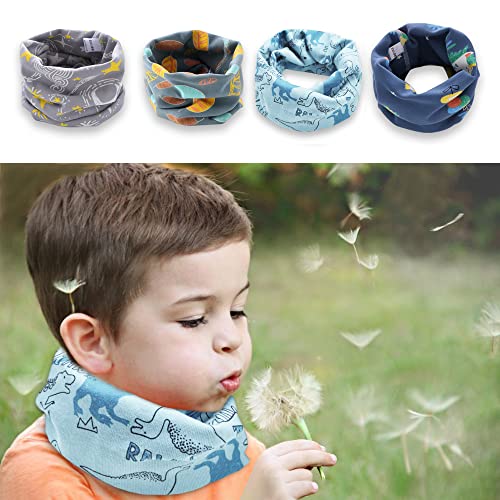 YMIFEEY 4Pcs Bufanda Pañuelo Cuello Niños Niñas Bebé Otoño Invierno Algodón Bandana Calentador de Cuello Viaje Al aire libre Pañuelos Bufandas Cuello para Niños Niñas 0-8 Años (Estilo D)