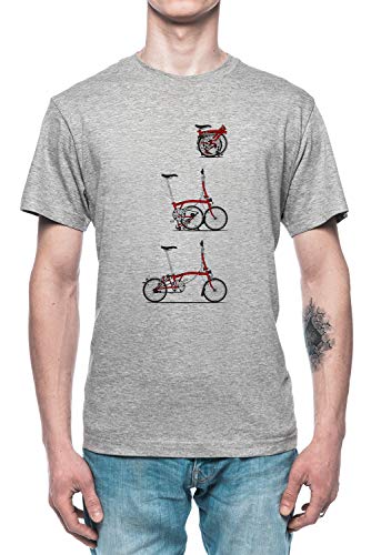 Yo Amor Mi Plegable Brompton Bicicleta Hombre Camiseta tee Gris Men's Grey T-Shirt